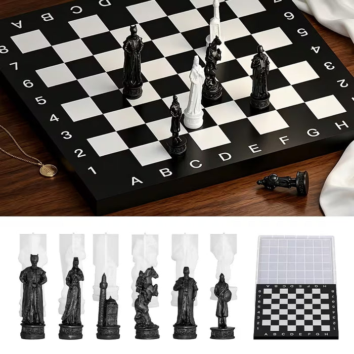 European Style 3D Chess Silicone Mold for Resin Art