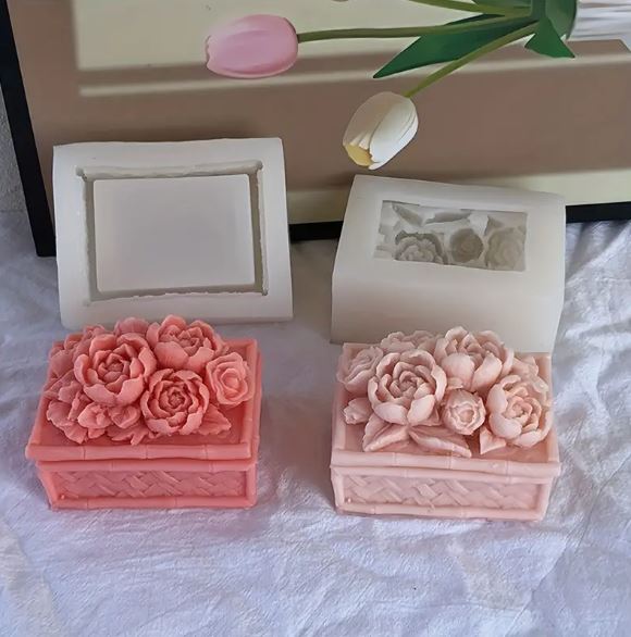 Flower Shaped Storage Box Silicone Mold Jesmonite Art | Mould - Resinarthub