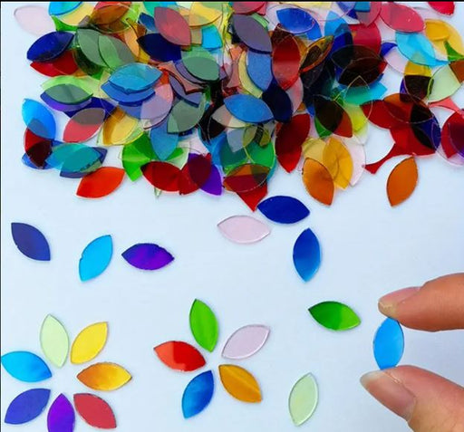 100PCS Mixed Color Transparent Leaf Shaped Fusible Glass | Fillings - Resinarthub