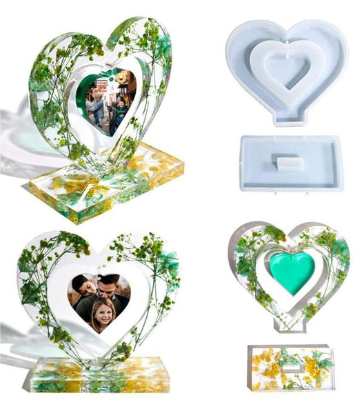 Large & Small Heart Shaped Photo Frame Silicone Mold | Mould - Resinarthub