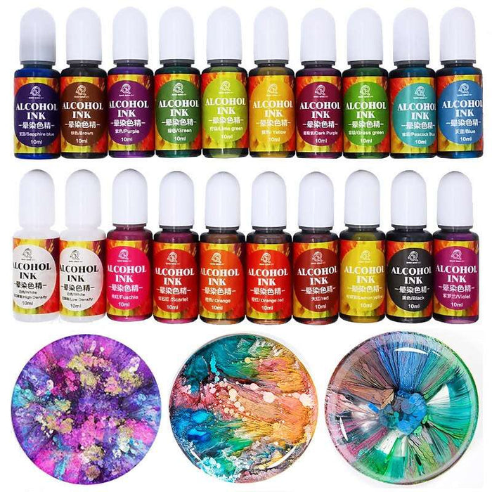 24Colors 10ml Alcohol Ink Set for AB Epoxy Resin Kit Diffusion Pigment Liquid | Pigment - Resinarthub