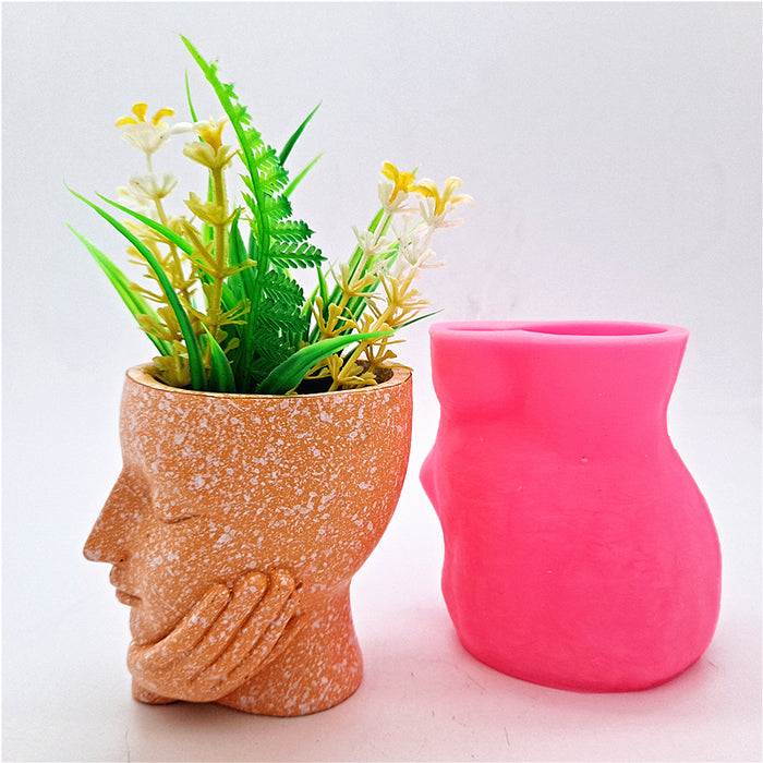 Facial Flower pot For Jesmonite Art
