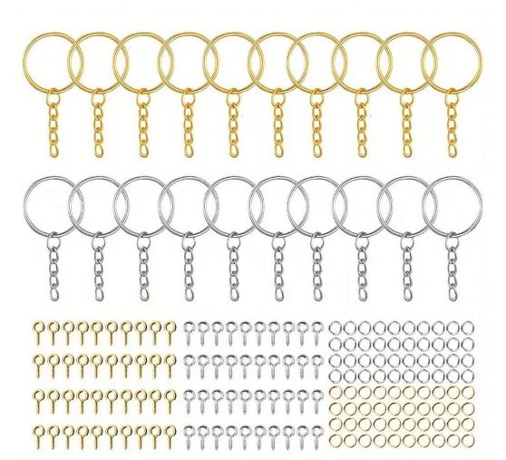 Keyring Loops For Crafts Including Keyring Screws With Jump Rings- 110pcs | Fillings - Resinarthub