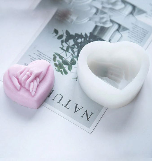 Heart Shaped Hand in Hand Silicone Mold for Candle Making | Mould - Resinarthub