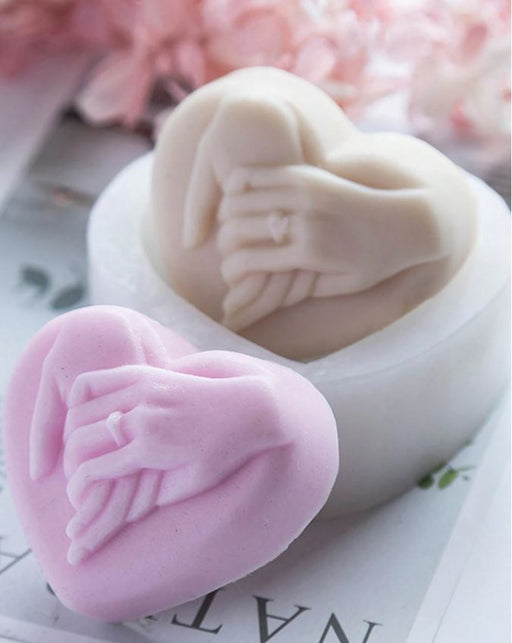 Heart Shaped Hand in Hand Silicone Mold for Candle Making | Mould - Resinarthub