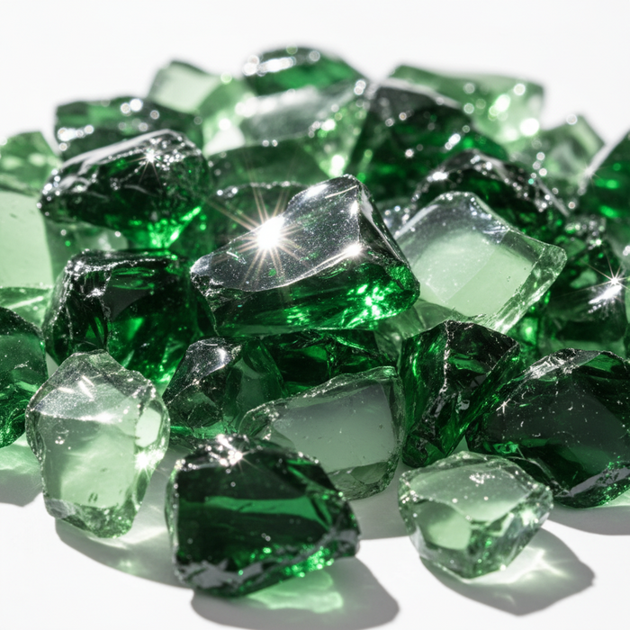 Green Color Crushed Glass Chunks for Resin Art