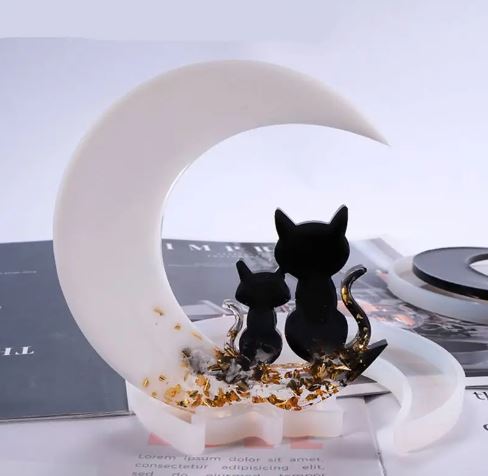 Moon -Kitten Shaped Silicone Mold for Resin art. | Mould - Resinarthub