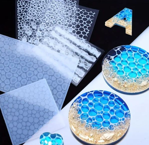 Thin Flexible Ocean Ornament Silicone Sheets with Stickers for Resin Art | Mould - Resinarthub