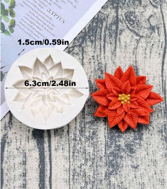 Poinsettia Christmas Flower Silicone Mold for Candle Making | Mould - Resinarthub