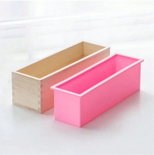 Rectangular Bar Wooden Box With Silicone Mold for Soap Making