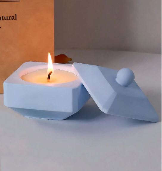 Square Shaped Candle Jar with Lid for Jesmonite Art