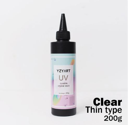 UV Resin Hard Ultraviolet Curing Resin jewelry making Cure Sunlight Crafts  Clear as water (200g) - Thin Type