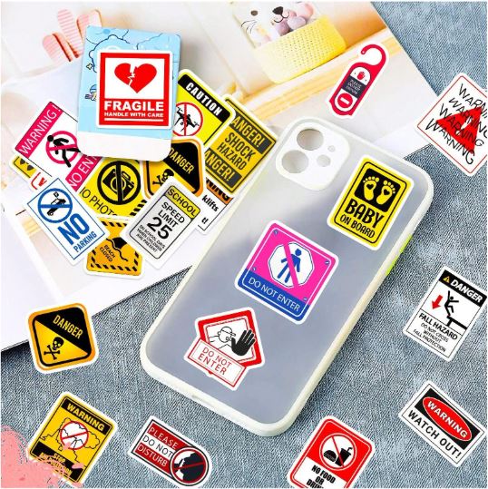 50pcs/Pack Warning Sign Stickers for Resin Art | Fillings - Resinarthub
