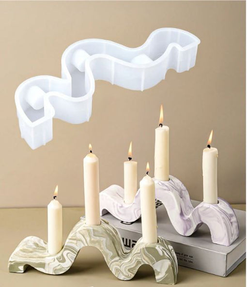 Wavy Shaped Candle Holder Silicone Mold for Jesmonite Art | Mould - Resinarthub