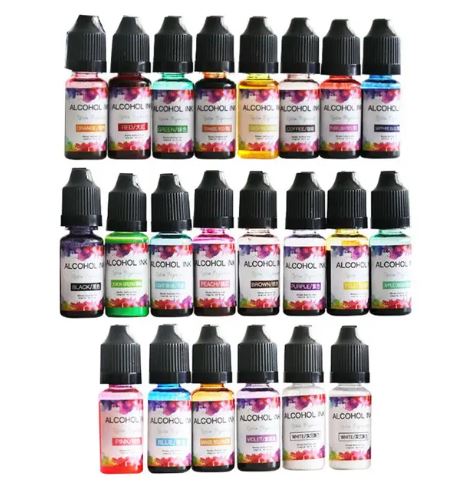 22 Colors 10ML Art Ink Alcohol Resin Pigment Kit (Dark color) | Pigment - Resinarthub