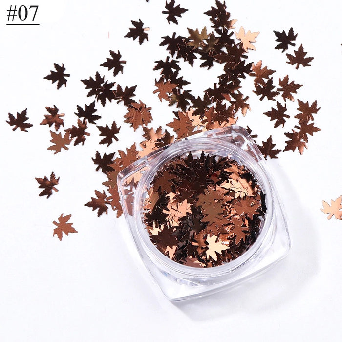 Maple Leaves Nail Art Sequins Holographic Glitter Flakes