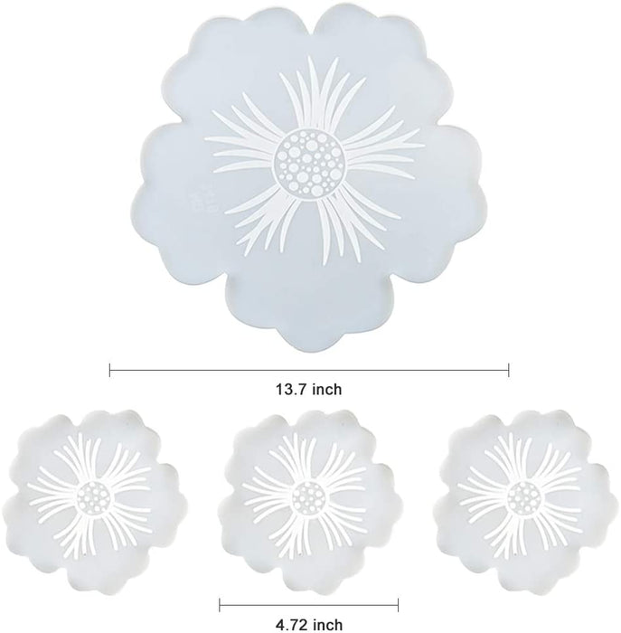 Flower Shaped Resin tray Mould with Coasters | Mould - Resinarthub