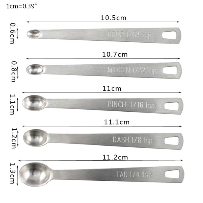 Pigment Measuring 5 Piece Stainless Steel Mini Measuring Spoon with Etched Markings