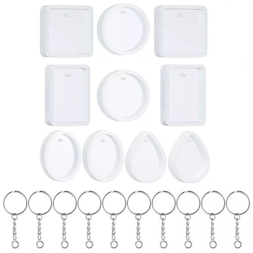 Keychain Pendant Casting Silicone Mould Kit with Keyrings (20pcs) | Mould - Resinarthub