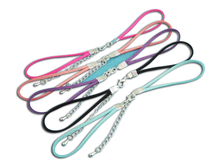 Handmade Multi Color 6'' Suede Bracelet Link, Leatherette Bracelet Connector (5pcs per pack)