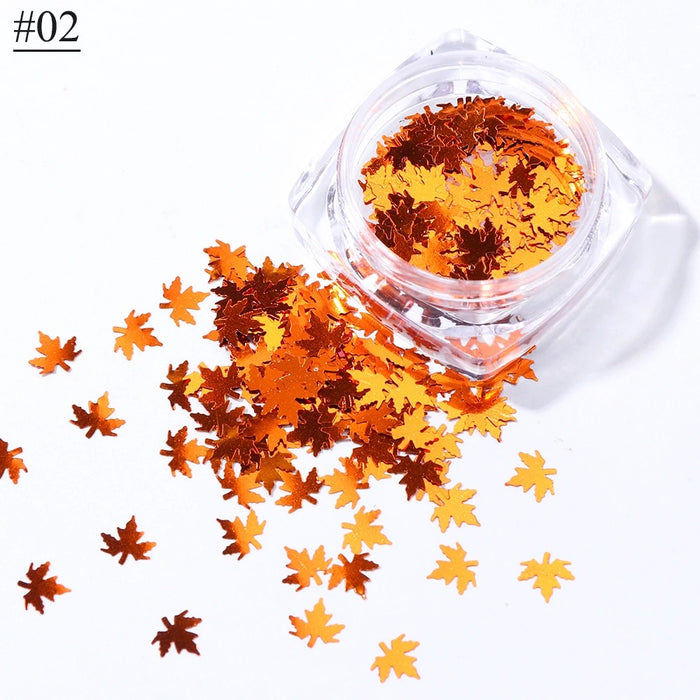 Maple Leaves Nail Art Sequins Holographic Glitter Flakes