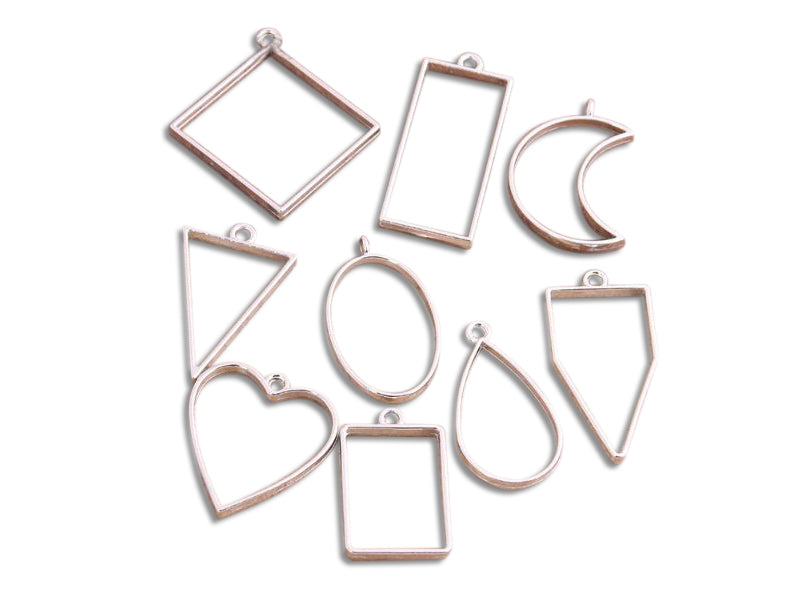 Open Backed Metal Pendant Bezel (Available as a set of 10 in 5 Metallic Variants) | Jewellery - Resinarthub