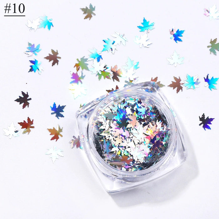 Maple Leaves Nail Art Sequins Holographic Glitter Flakes | Fillings - Resinarthub