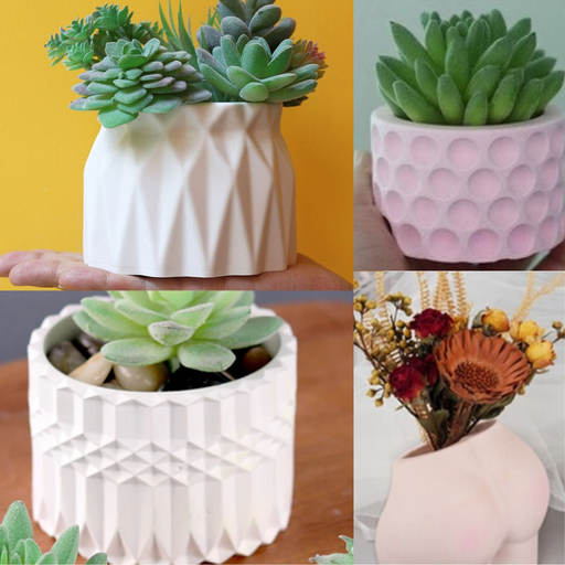 Flower Pot 3D Silicone Mold For Jesmonite Art | Mould - Resinarthub
