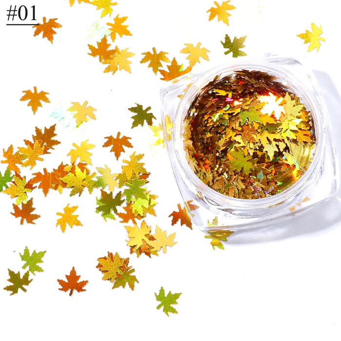 Maple Leaves Nail Art Sequins Holographic Glitter Flakes | Fillings - Resinarthub