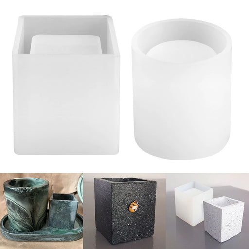 Small Candle Holder or Pen Holder Silicone Mold | Mould - Resinarthub