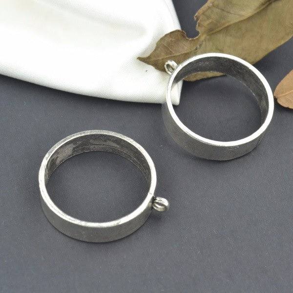 Tibetan Silver plated Open Bezel Frame Pendant (4 Pieces Per Pack)