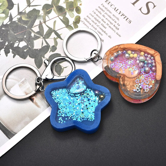 Resin Shaker Molds Set with 10 Seal Films Moon Star Bear Shape Silicone  Mold Keychain Necklace Pendant Epoxy Mold DIY Dropship
