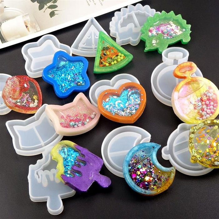 Resin Shaker Molds Set Charms Pendant Jewelry Making Supplies 10 Trays with 5 Seal Films | Mould - Resinarthub