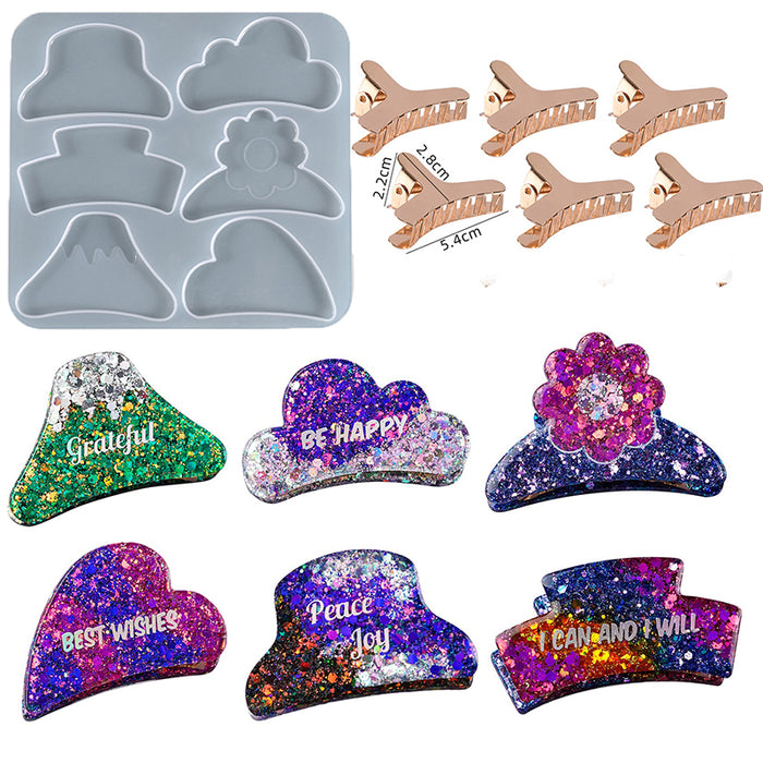 Hairclip Clay Silicone Mold(Set of 1 mold and 4 clips)