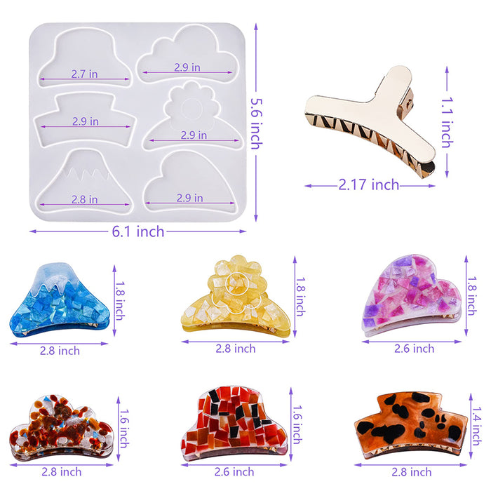 Hairclip Clay Silicone Mold(Set of 1 mold and 4 clips) | Mould - Resinarthub
