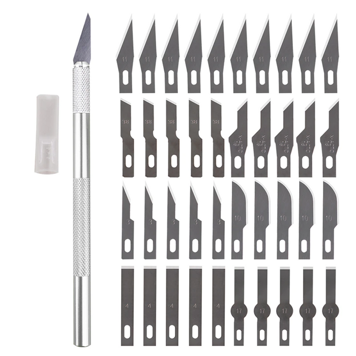 Non-Slip Metal Scalpel Knife Tools Kit Cutter Engraving Craft knives with 40pcs Blades
