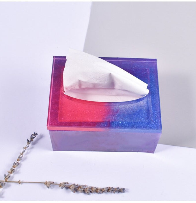 Tissue Box Resin Decoration Liquid Silicone Mold with wood bracket